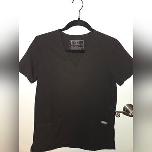 Figs Black V-Neck Pocket Scrub Top